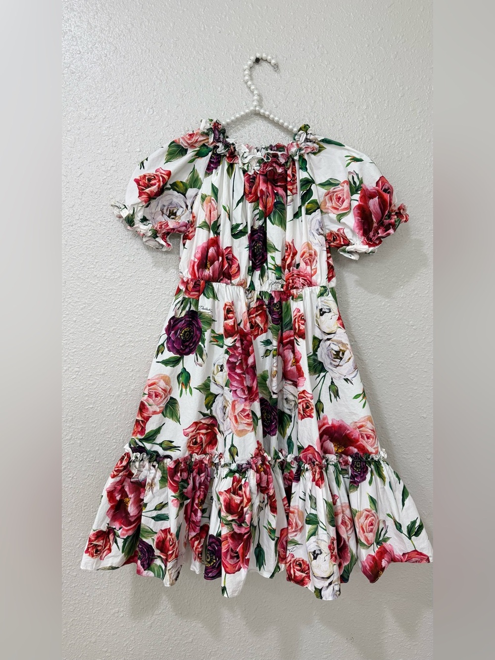 Dolce & Gabbana Madonna Twist Rose Print Cotton Dress Girls Size 9/10 Floral L59